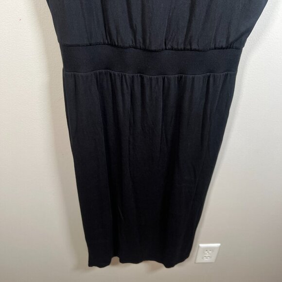 Athleta Santorini Cinch Midi Dress Size Medium Black Work Travel Athleisure - Picture 6 of 10